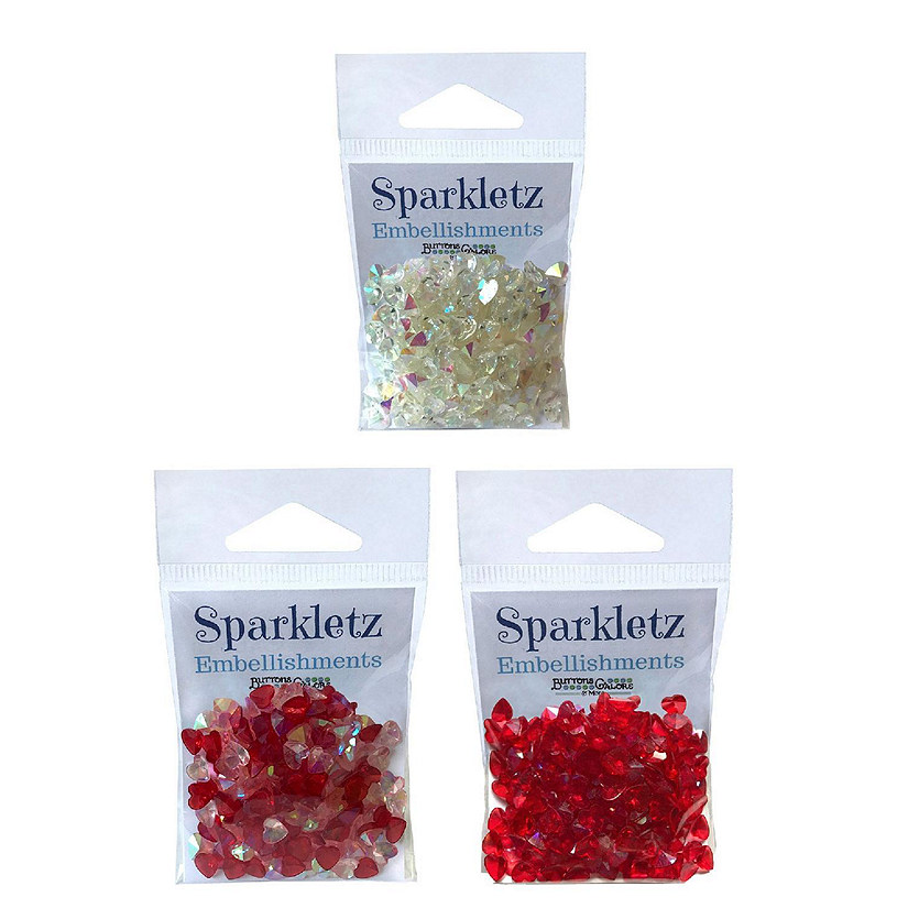 Buttons Galore Sparkletz&#174; Embellishments Bundle, Iridescent Diamonds, Half Pearls, Sequins & Seed Beads Valentine's Day - 30 Grams Image