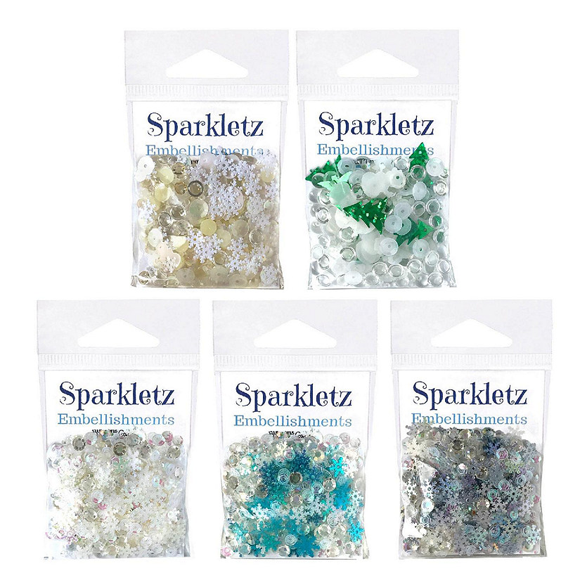 Buttons Galore Sparkletz&#174; Embellishments Bundle, Iridescent Diamonds, Half Pearls, Sequins & Seed Beads Winter-50 Grams Image