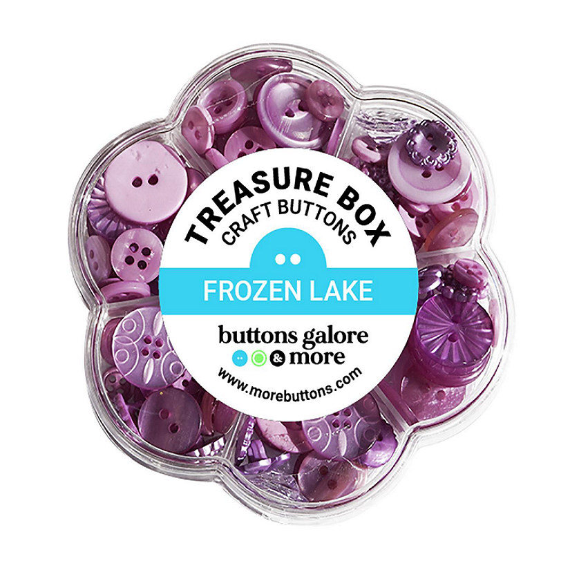 Buttons Galore Treasure Box Fancy Designer Buttons for Sewing and Crafts - 100+ Buttons - Frozen Lake Image