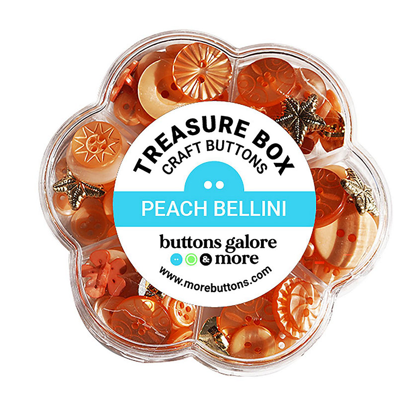 Buttons Galore Treasure Box Fancy Designer Buttons for Sewing and Crafts - 100+ Buttons - Peach Belinni Image