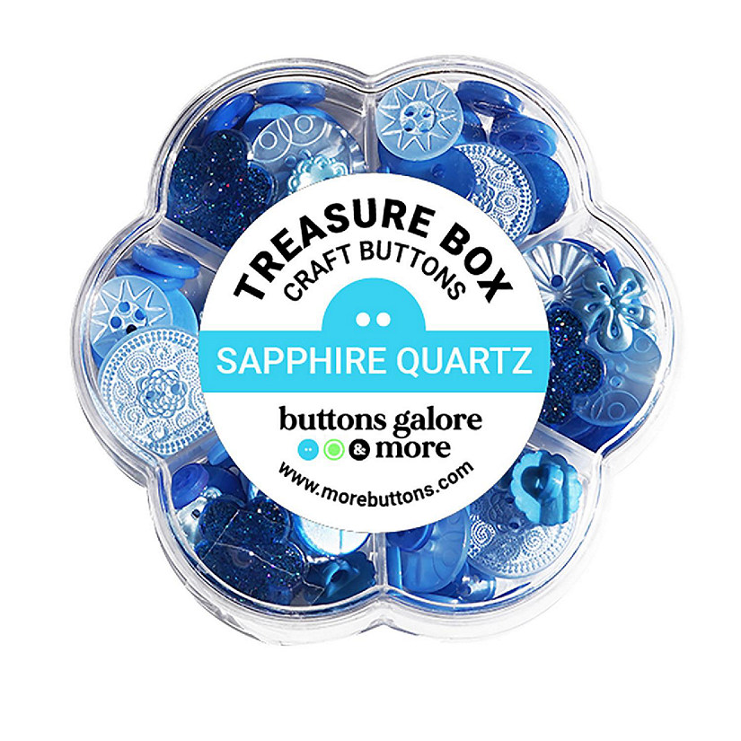 Buttons Galore Treasure Box Fancy Designer Buttons for Sewing and Crafts - 100+ Buttons - Sapphire Quartz Image