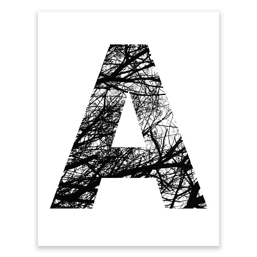 BW Tree Branches Letter A 8.5x11 Image