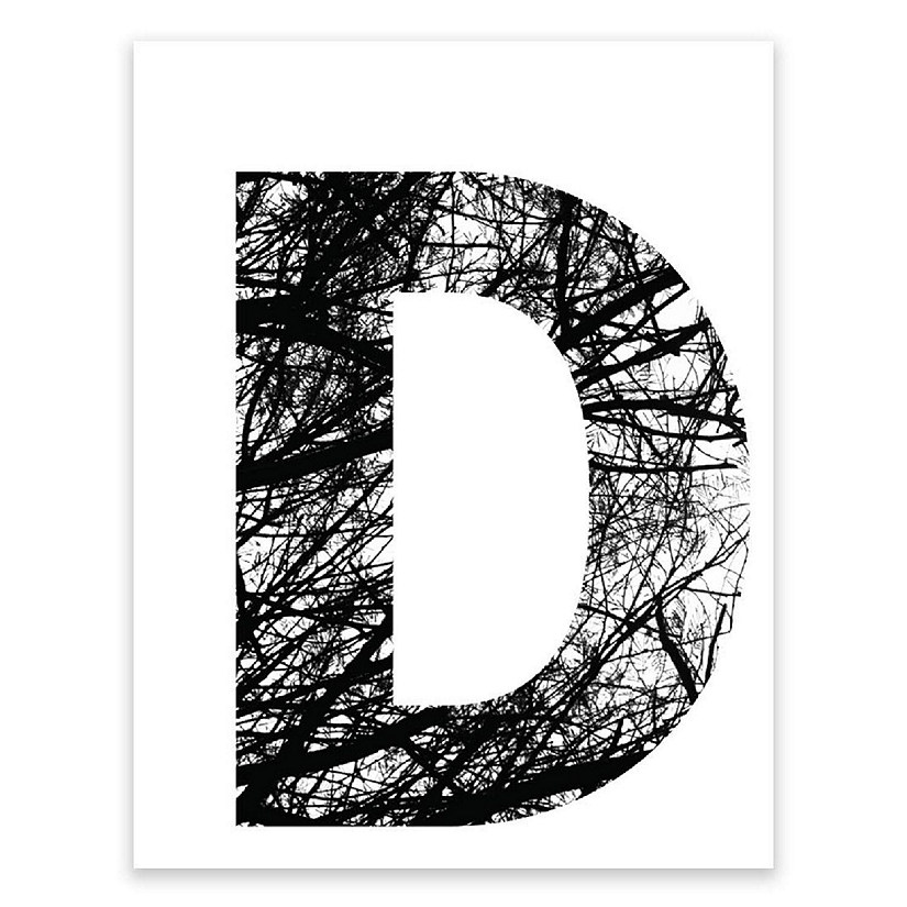 BW Tree Branches Letter D 8.5x11 Image