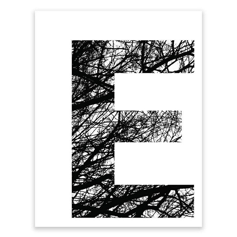 BW Tree Branches Letter E 8.5x11 Image