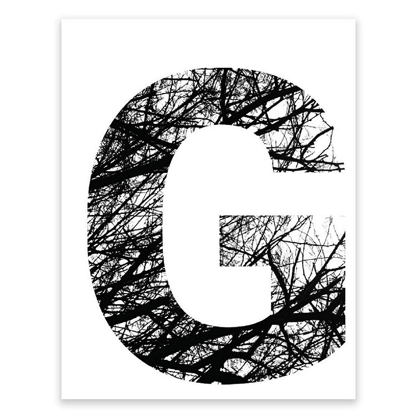 BW Tree Branches Letter G 8.5x11 Image