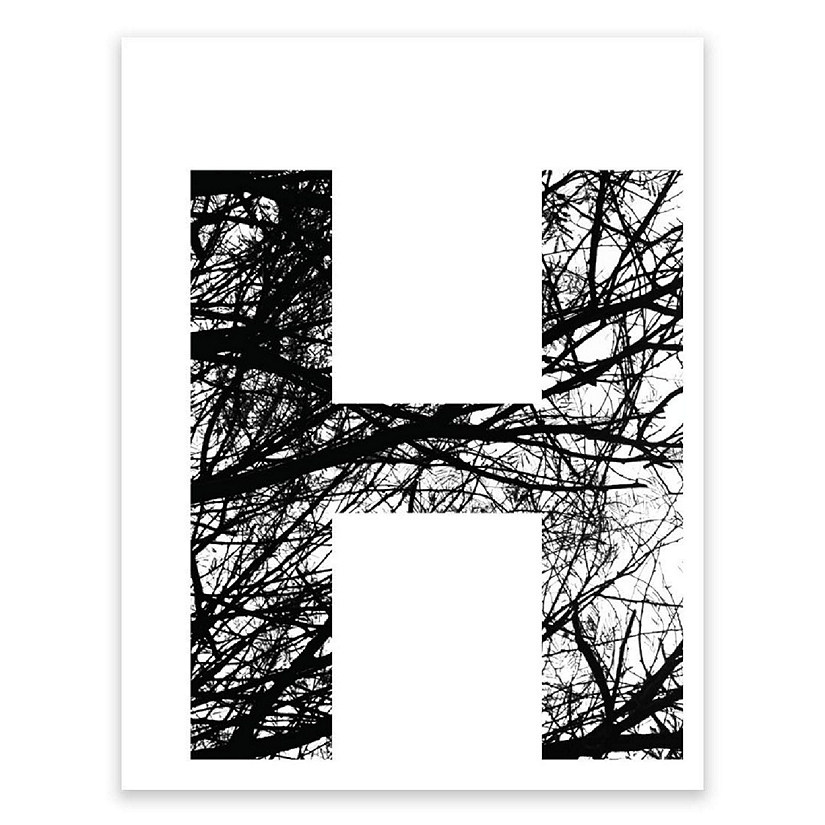 BW Tree Branches Letter H 8.5x11 Image