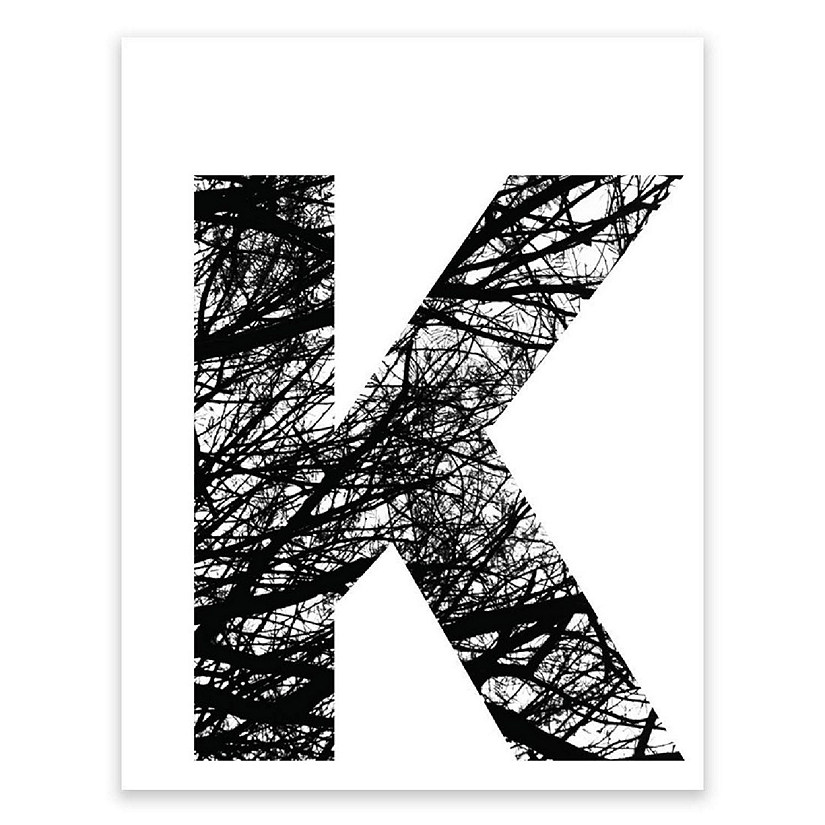 BW Tree Branches Letter K 8.5x11 Image