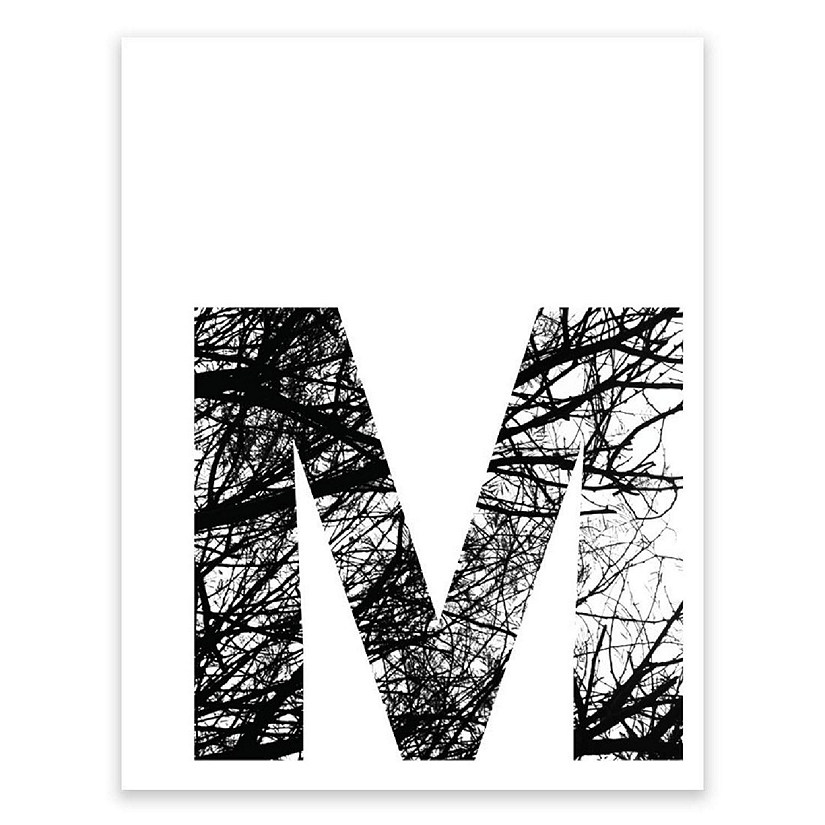 BW Tree Branches Letter M 8.5x11 Image