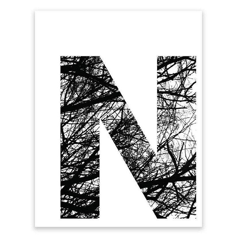 BW Tree Branches Letter N 8.5x11 Image