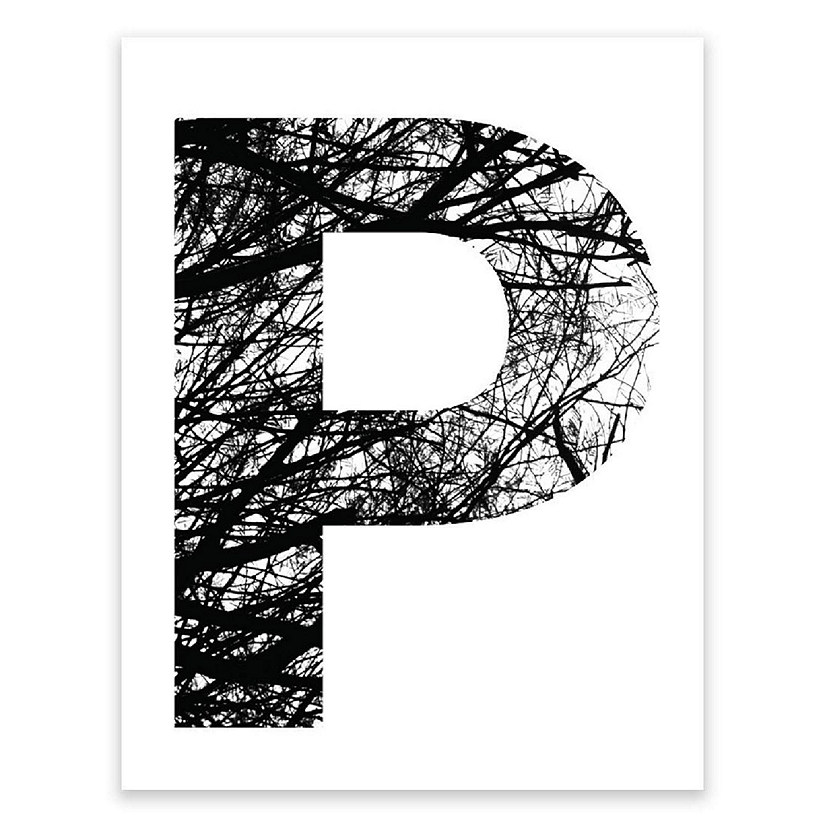 BW Tree Branches Letter P 8.5x11 Image