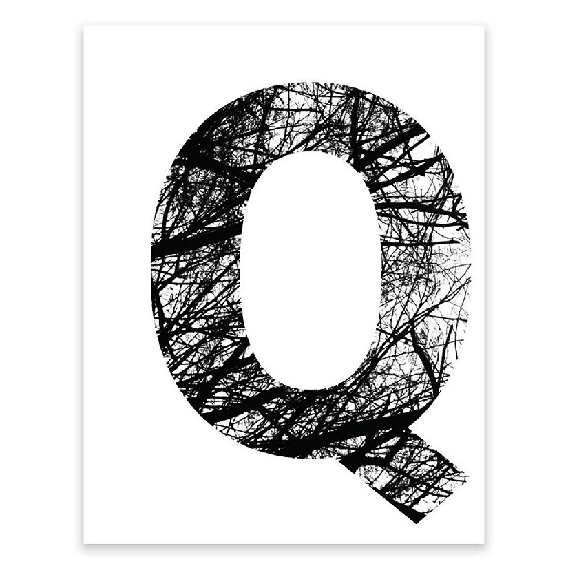 BW Tree Branches Letter Q 8.5x11 Image
