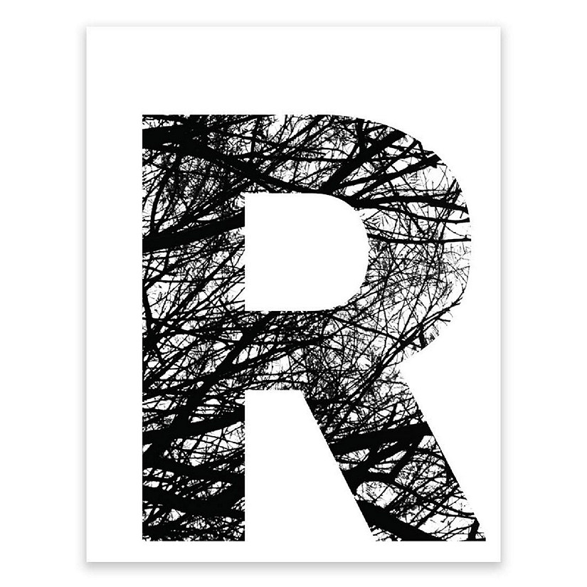 BW Tree Branches Letter R 8.5x11 Image