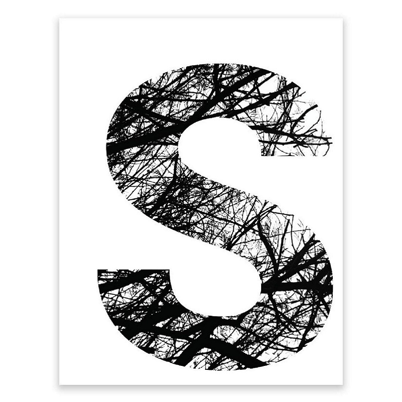 BW Tree Branches Letter S 8.5x11 Image