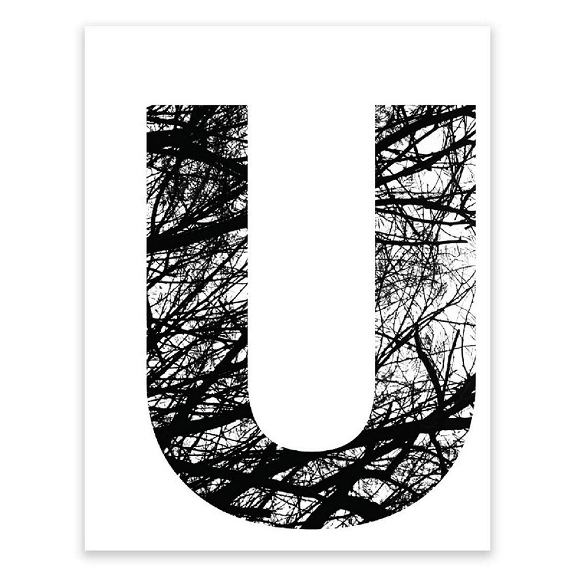 BW Tree Branches Letter U 8.5x11 Image