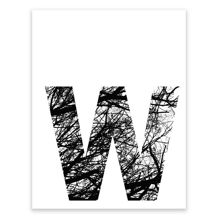 BW Tree Branches Letter W 8.5x11 Image