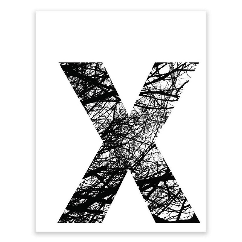 BW Tree Branches Letter X 8.5x11 Image