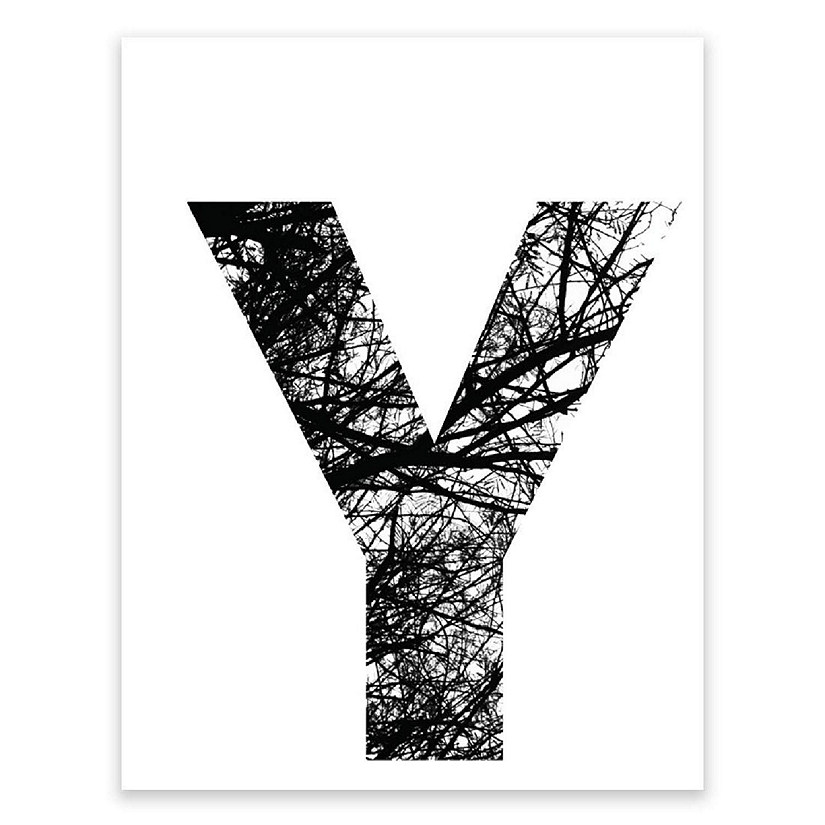 BW Tree Branches Letter Y 8.5x11 Image