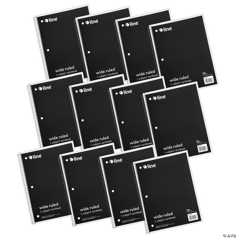 C-Line 1-Subject Notebook, 70 Page, Wide Ruled, Black, Pack of 12 Image