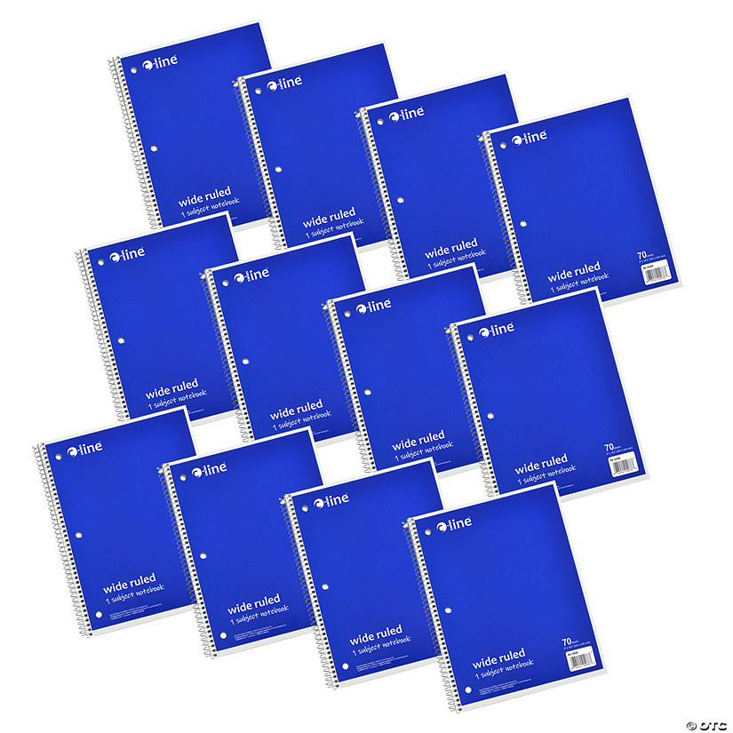 C-Line 1-Subject Notebook, 70 Page, Wide Ruled, Blue, Pack of 12 Image