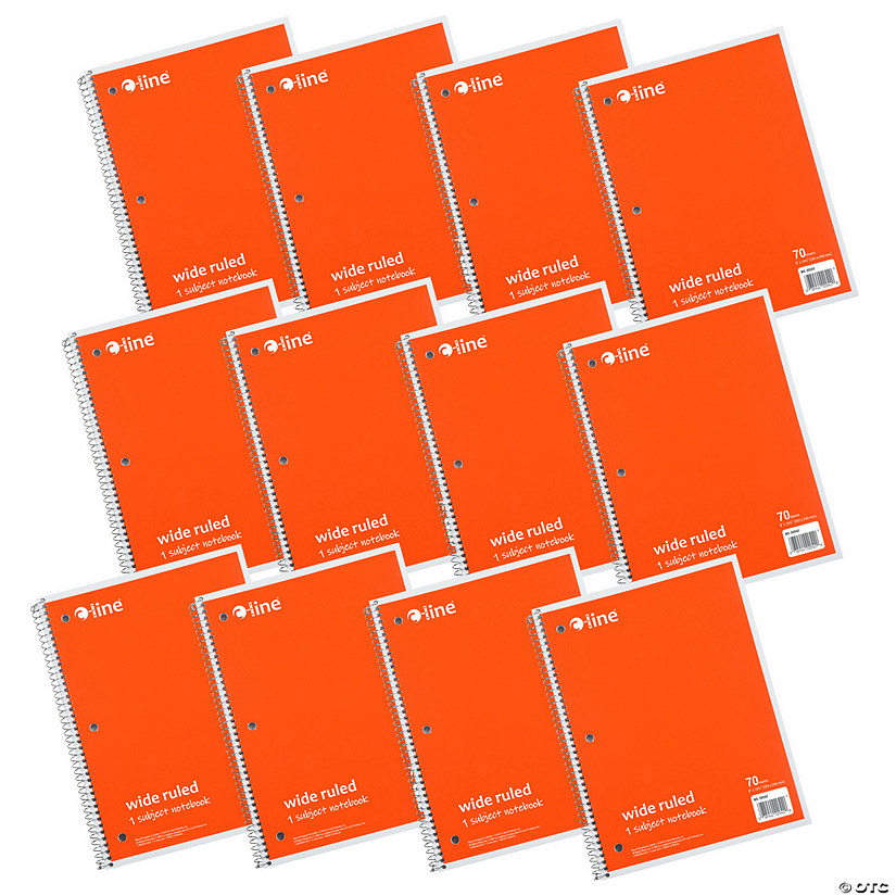 C-Line 1-Subject Notebook, 70 Page, Wide Ruled, Orange, Pack of 12 Image