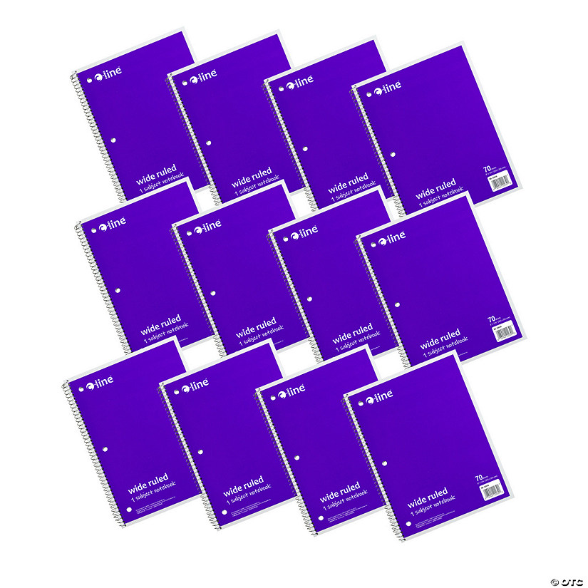 C-Line 1-Subject Notebook, 70 Page, Wide Ruled, Purple, Pack of 12 Image