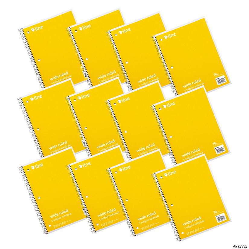 C-Line 1-Subject Notebook, 70 Page, Wide Ruled, Yellow, Pack of 12 Image