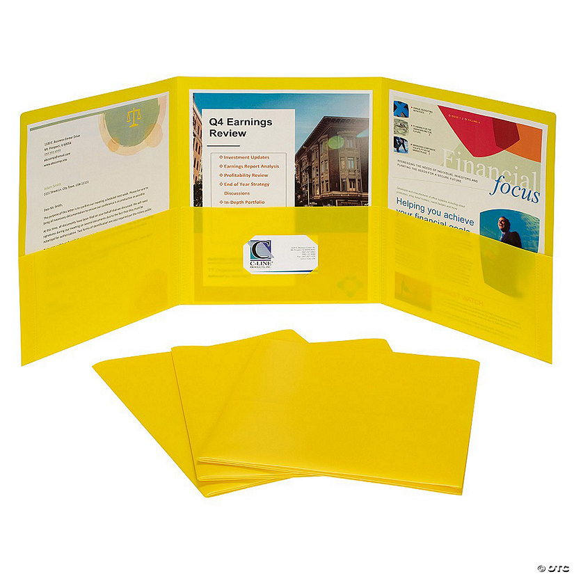 C-Line 3-Pocket Poly Portfolio, Yellow, BoProper of 24 Image