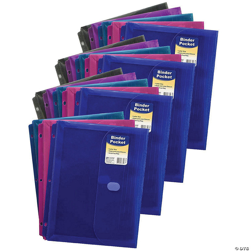 C-Line Binder Pocket, Side Loading, Assorted, Pack of 18 Image
