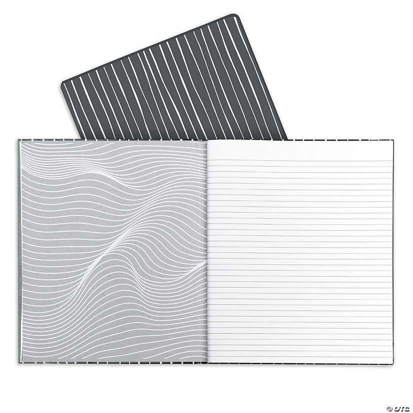 C-Line Professional Hardbound Notebook, 96 Page, College Ruled, 8-1/2" x 10-7/8", Charcoal & White Stripes, Pack of 2 Image