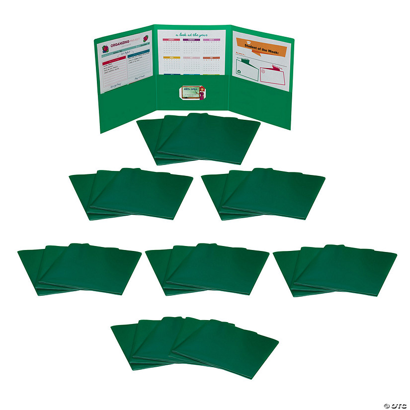 C-Line Tri-Fold Portfolio, Heavyweight Poly, Green, Pack of 24 Image