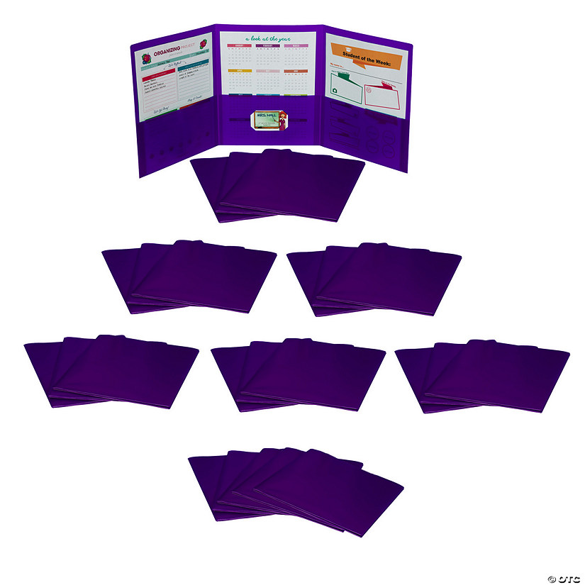 C-Line Tri-Fold Portfolio, Heavyweight Poly, Purple, Pack of 24 Image