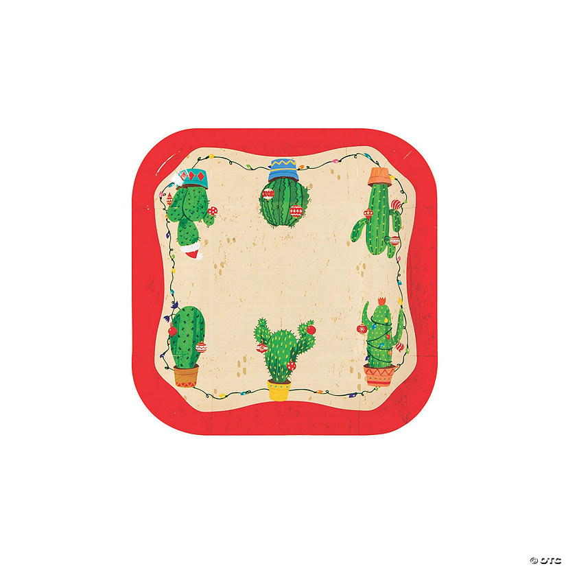 Cactus Christmas Paper Dessert Plates - 8 Ct. Image