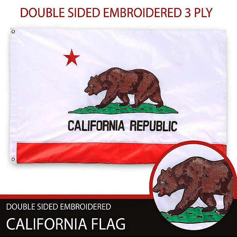 California State Flag 210D Embroidered Polyester 3x5 Ft  Double Sided 3ply Image