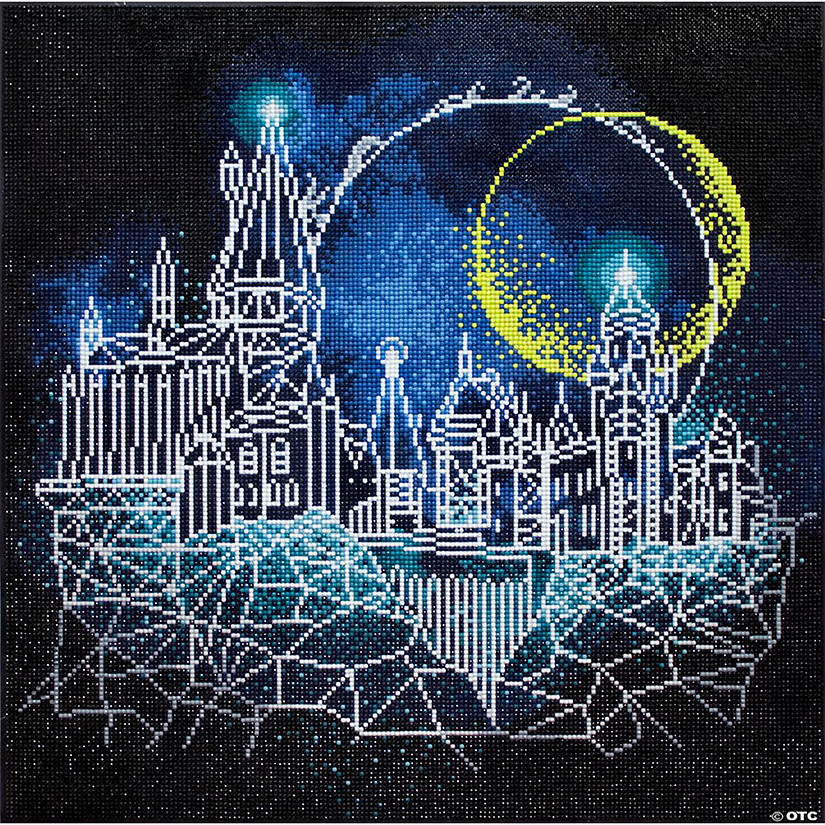 Camelot Dots Diamond Painting Kit Advanced Harry Potter Moon Over Hogwarts Image
