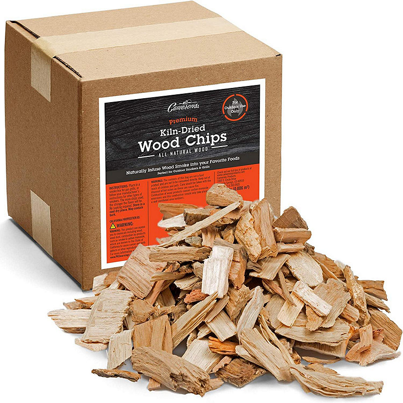 Camerons Products Wood Smoker Chips - Pecan ~ Approx. 5 Pound Box, 420 cu. in. - 100% Natural, Course Cut, Wood Smoking and Barbecue Chip Image