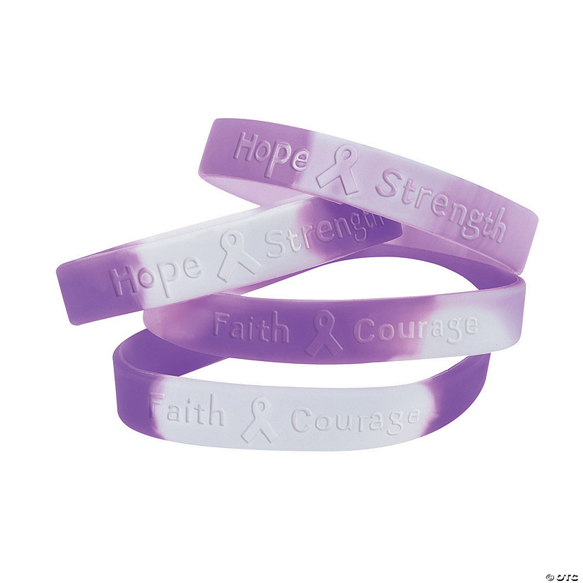 Camouflage Purple Awareness Ribbon Rubber Bracelets - 12 Pc. Image