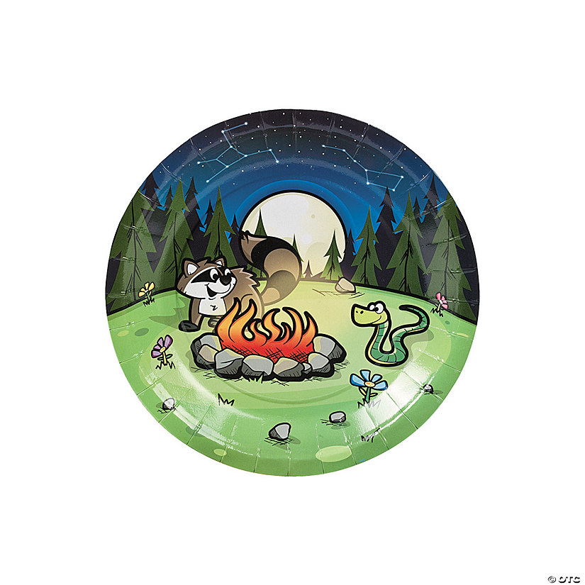 Camp Adventure Raccoon & Snake Paper Dessert Plates - 8 Ct. Image