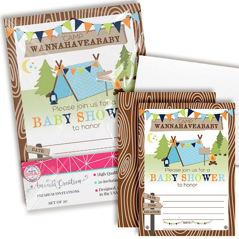 Camping Baby Shower Invitations (Boy) Image