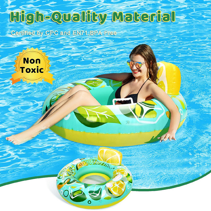 CAMULAND Inflatable Lounger Pool Floating Chair Seat with Cup Holders Image