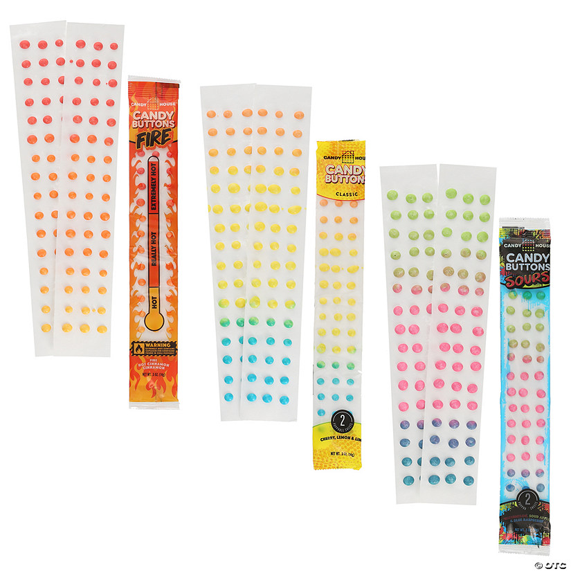Candy Buttons Classic, Cinnamon &amp; Sour Candy Strips Assortment - 72 Pc. Image