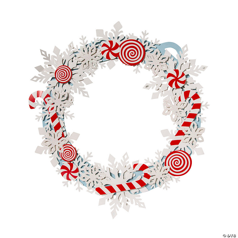 Candy Cane & Snowflake Wreath Craft Kit - Makes 1 Image