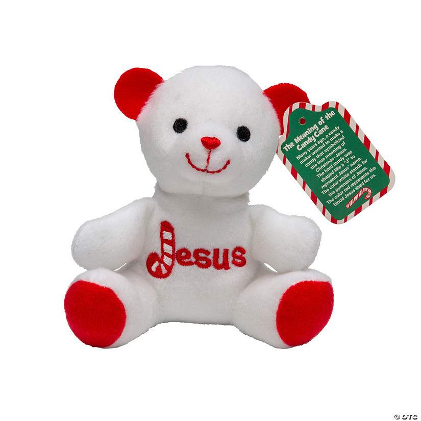 Candy Cane Religious Stuffed Bears with Card - 12 Pc. Image