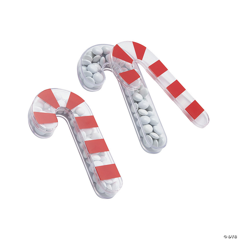 Candy Cane-Shaped BPA-Free Plastic Favor Containers - 12 Pc. Image