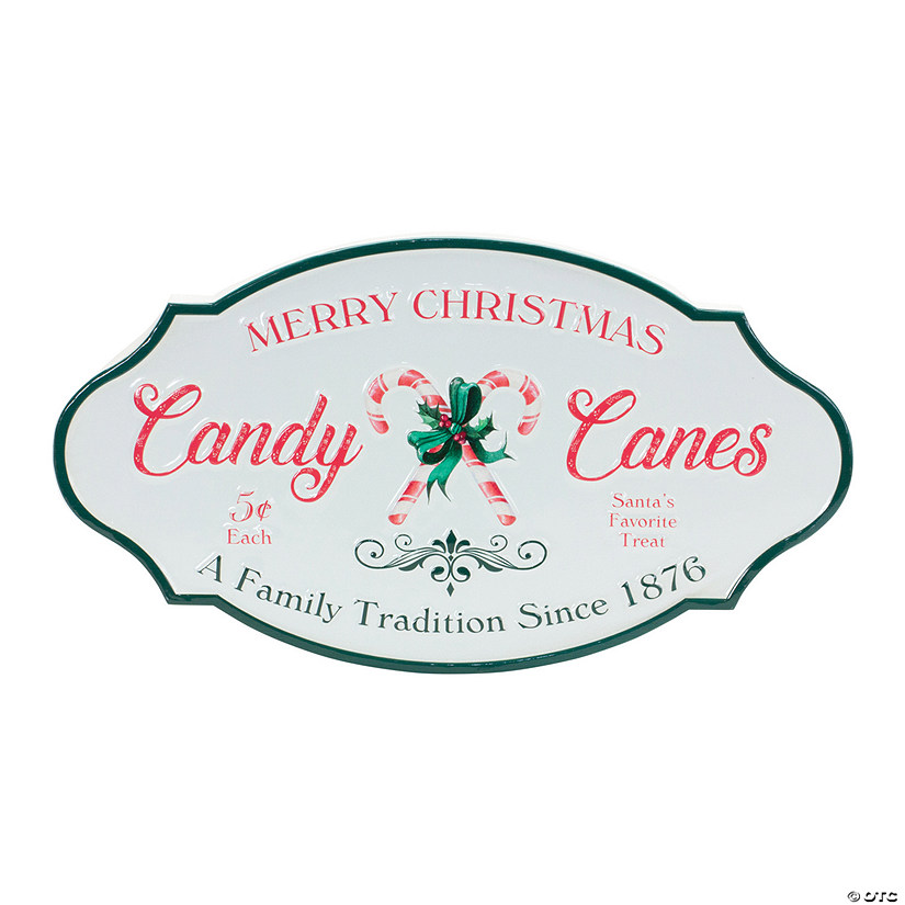 Candy Cane Sign 17.75"L X 9.75"H Metal Image