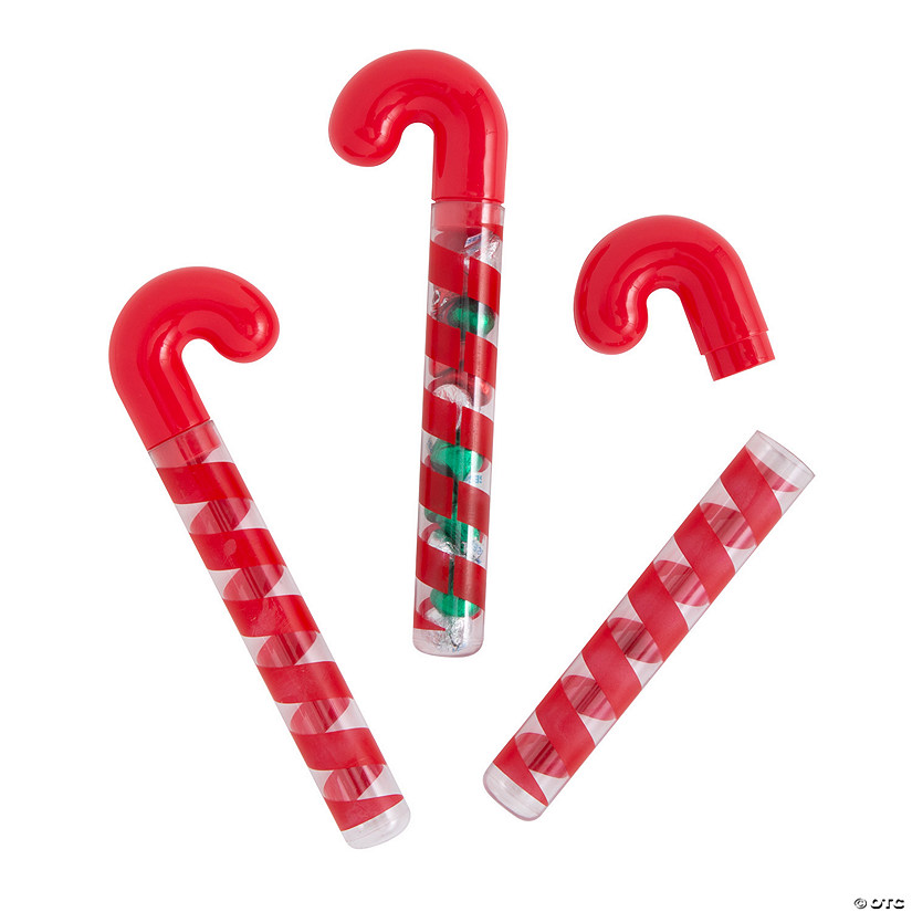 Candy Cane Tube BPA-Free Plastic Container - 12 Pc. Image