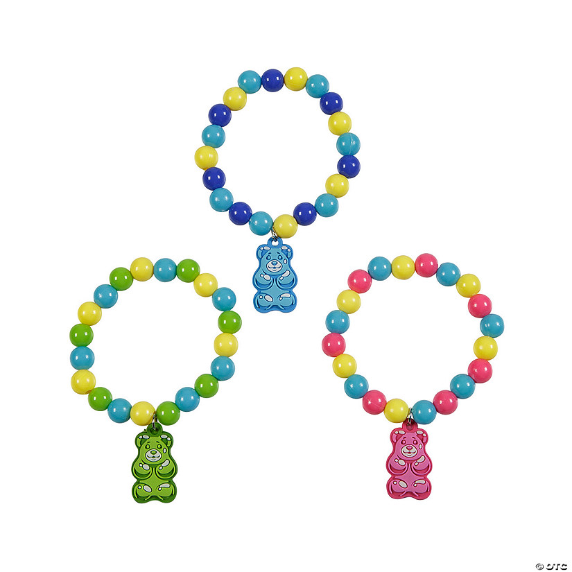 Candy Critters Gummy Teddy Bear Bracelets with Charm - 12 Pc. Image
