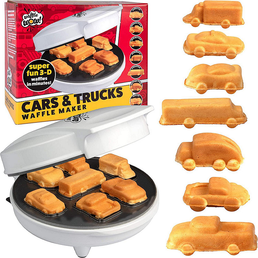 Car Mini Waffle Maker - Make 7 Fun, Different Race Cars, Trucks, and Automobile Vehicle Shaped Pancakes - Electric Non-Stick Pan Cake Kid's Waffler Iron, Great Image