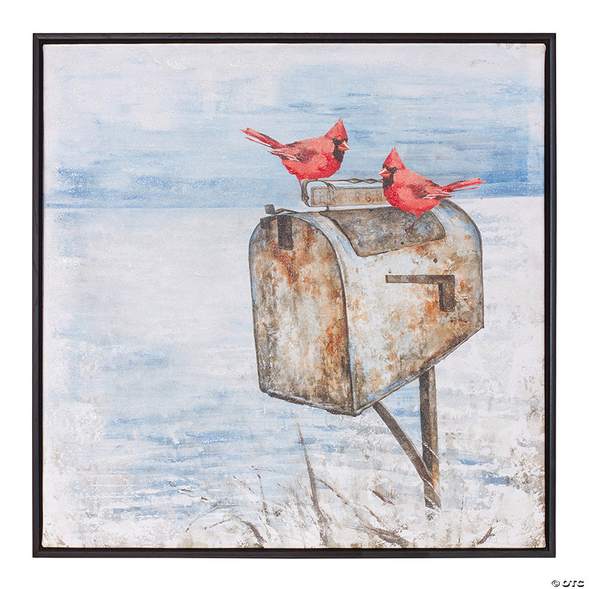 Cardinal and MailboProper Canvas Print 24"SQ Image