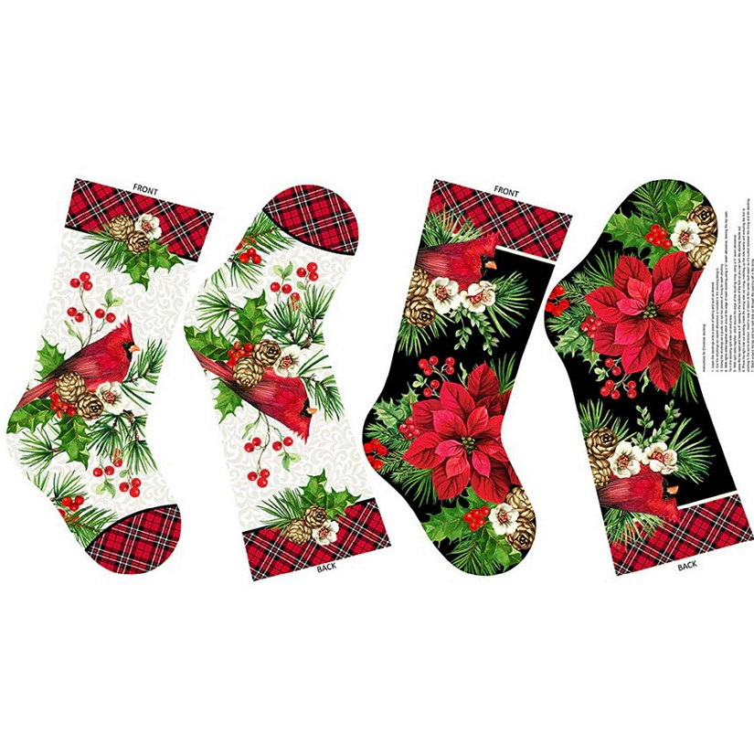 Cardinal Christmas Stocking Panel 23 x 44 Cotton Fabric by Northcott Image