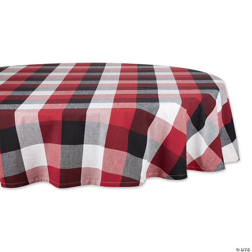 Cardinal Red Tri Color Check Tablecloth 70 Round Image